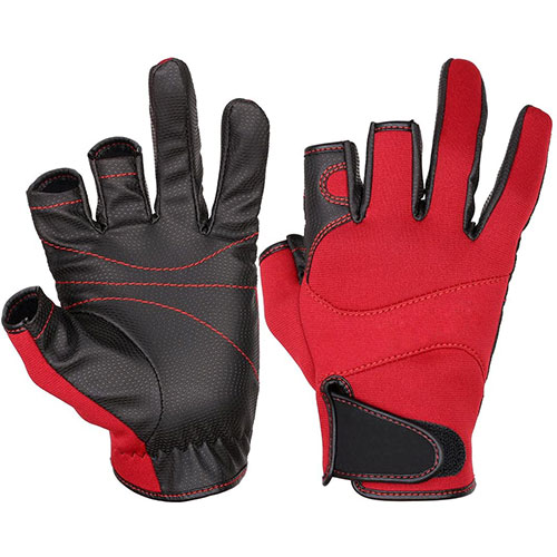 Non-Slip Neoprene Cloth Fishing Gloves Breathable Anti-Slip 3 Finger Cut 